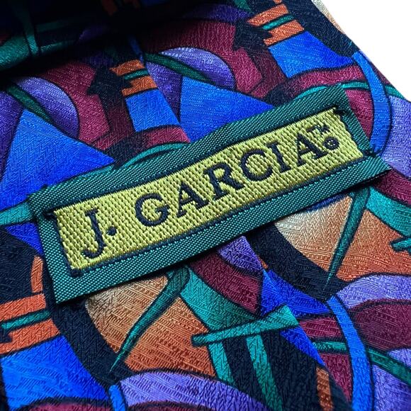 J. Garcia Clockwork Collection Abstract Geometric Silk Tie Blue Black - Picture 6 of 7